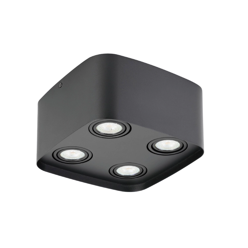 Black surface-mounted spotlight Arenzano 4-light