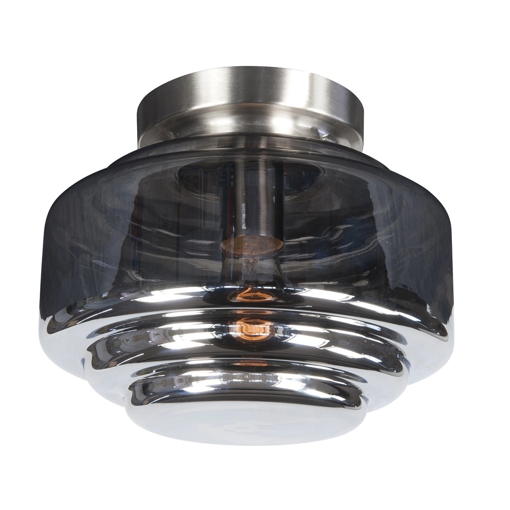 Nickel ceiling lamp Cambridge smoke glass Ø 25cm