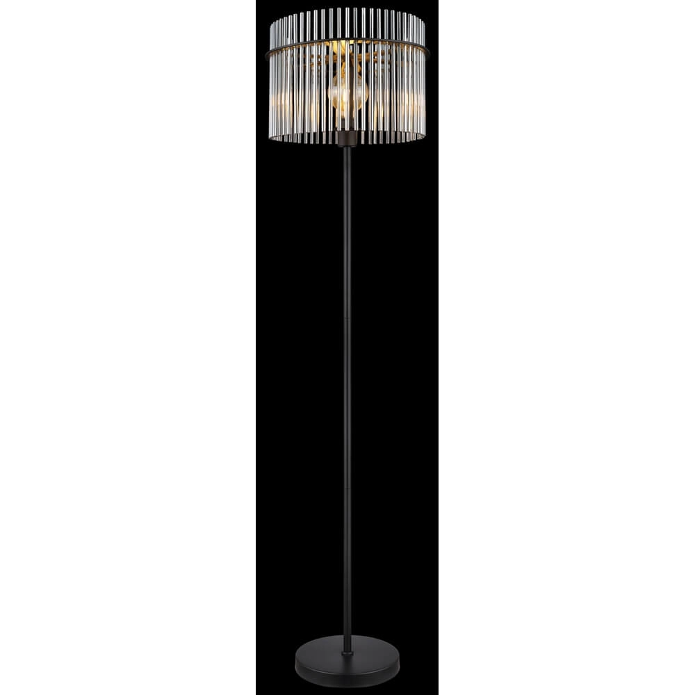 Black floor lamp Gorley with smoke glass Ø 38cm Globo 9007371451180