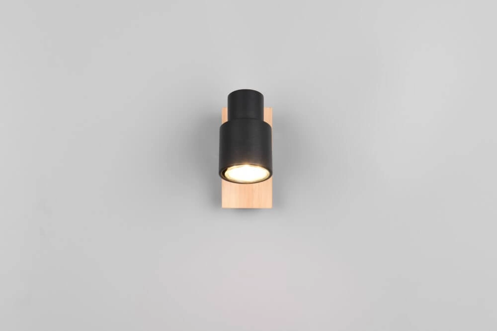 Design wall lamp Pierre black with wood Trio 4017807638158