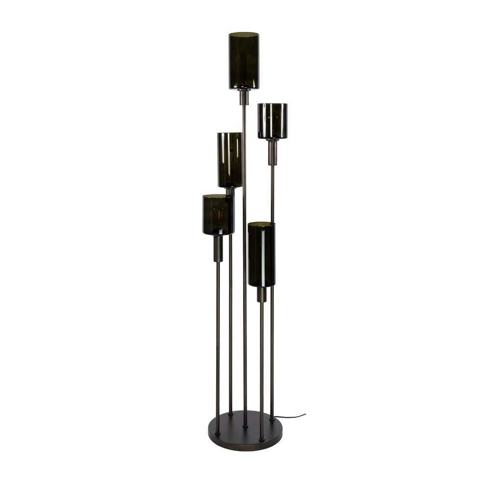 Design vloerlamp Sepiora 5-lichts sienna bruin Lyora 8716803515345