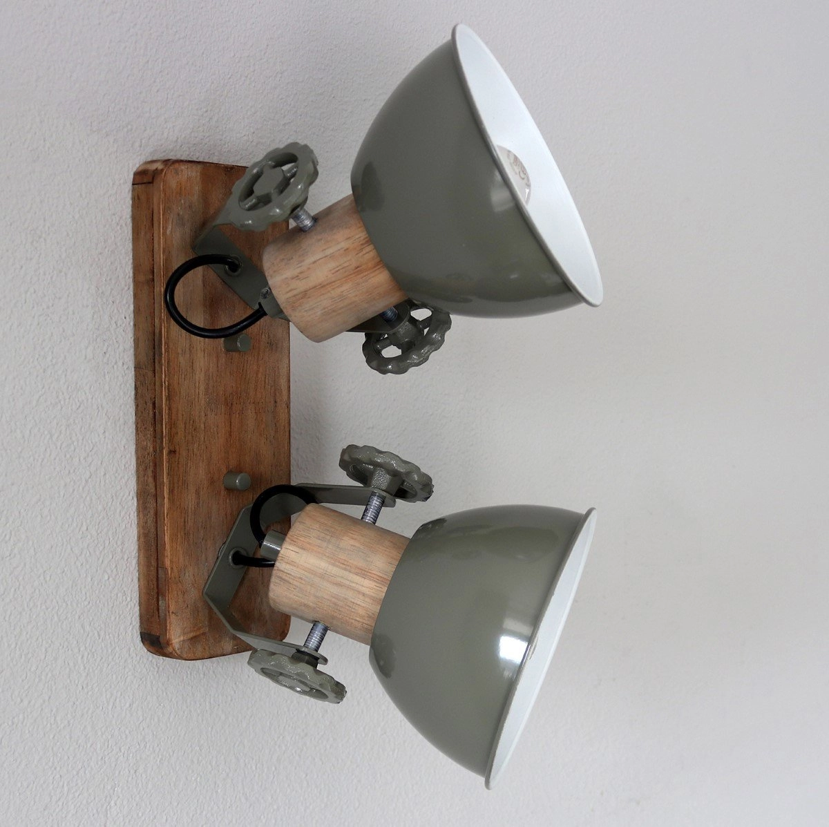 Surface-mounted spot Gearwood 2-light green with wood brown Steinhauer 8712746122732