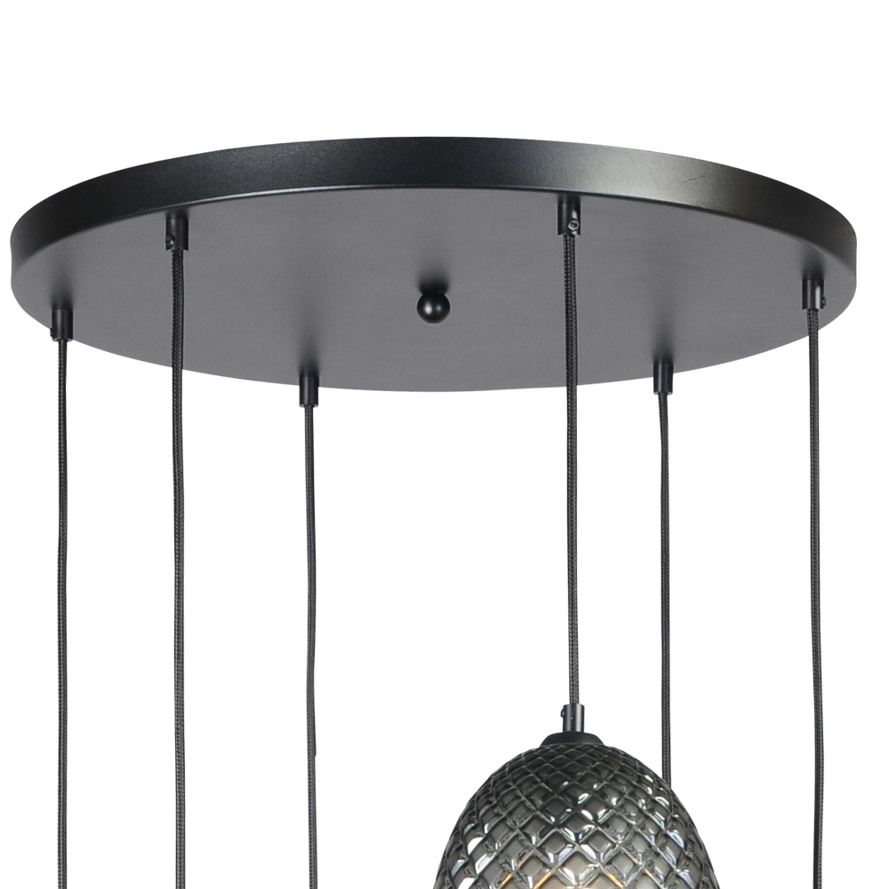 Black hanging lamp Pineapple 6-light with smoked glass Masterlight 8718121209920