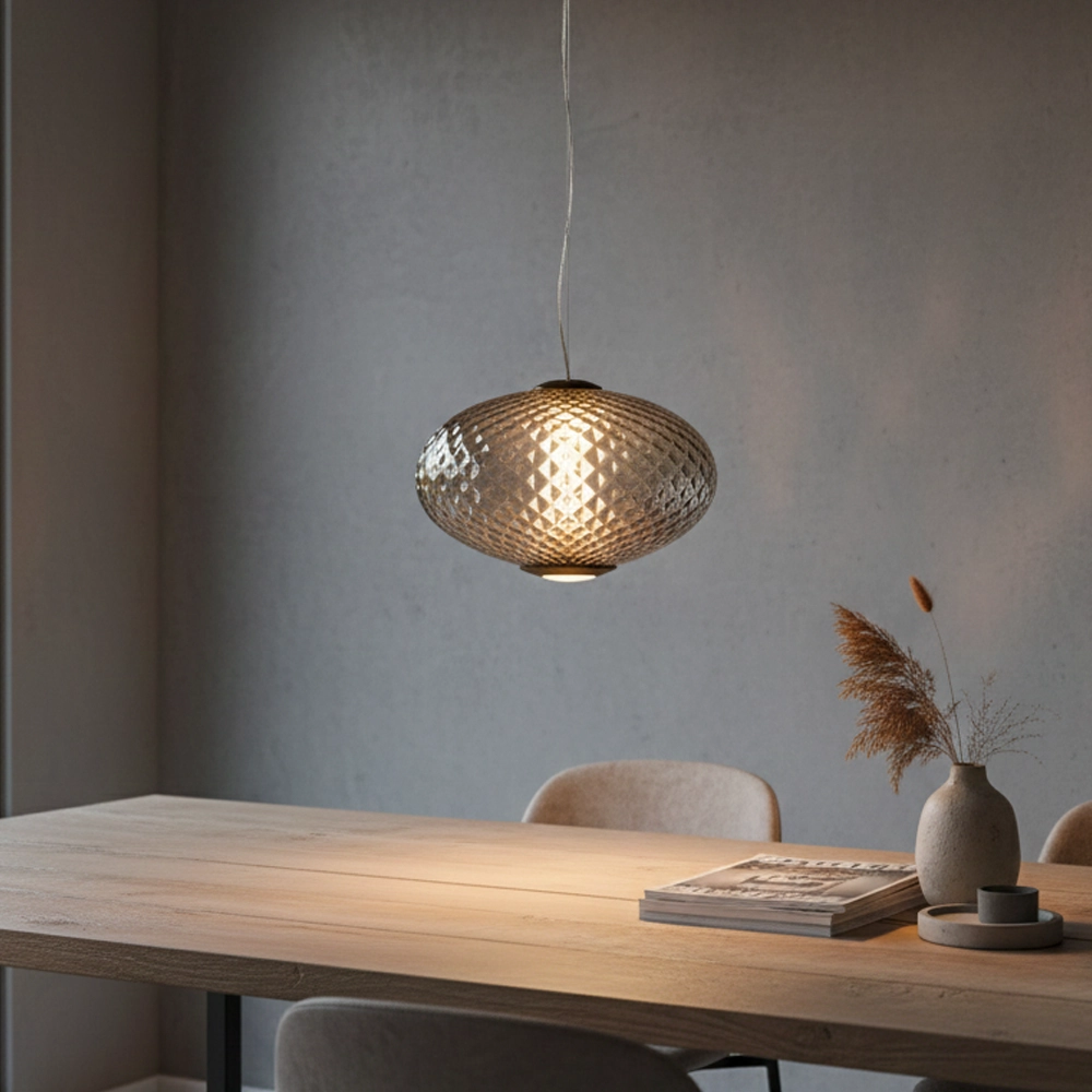 Pendant lamp Aora oval brown glass