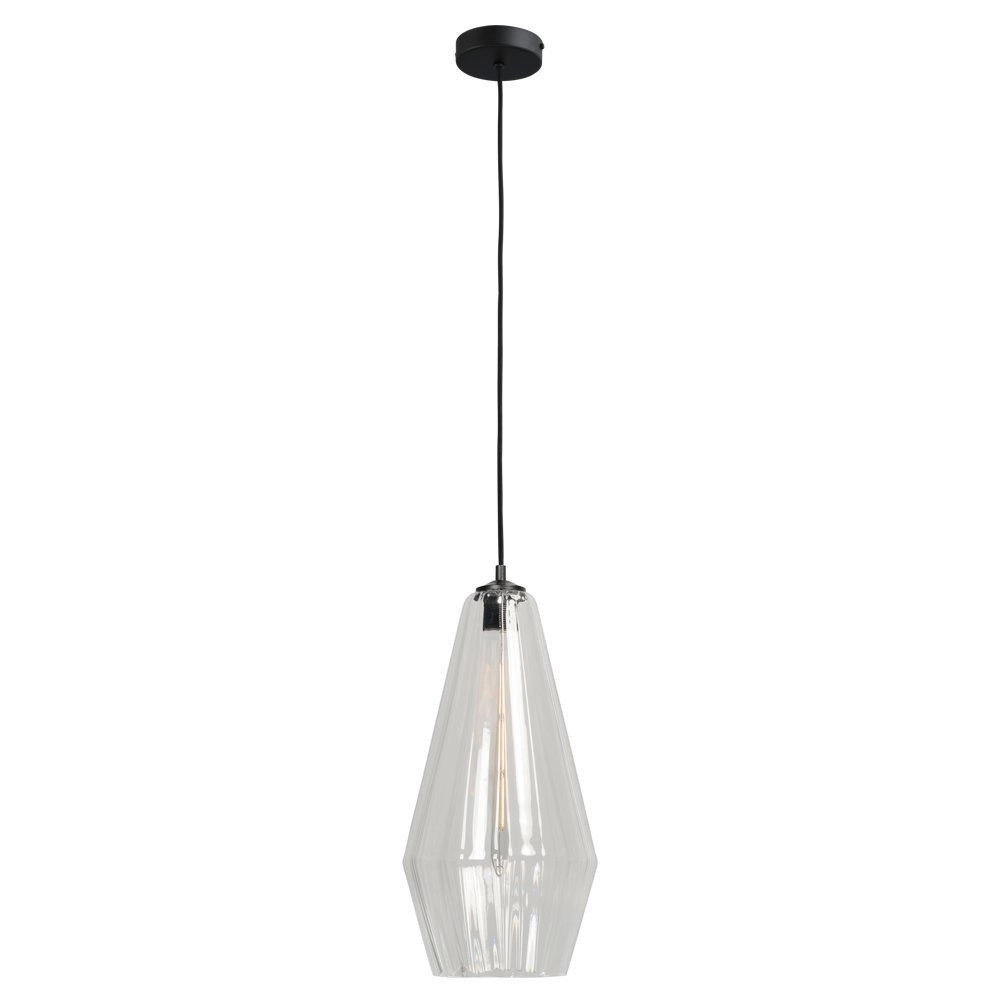 Black hanging lamp Diamond 23cm with clear glass