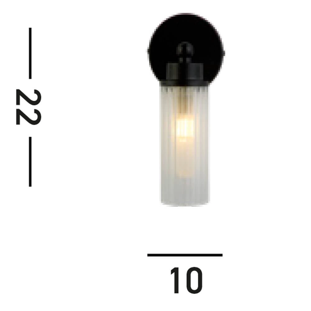 Black wall lamp Imperial with ribbed glass Searchlight 5053423271941