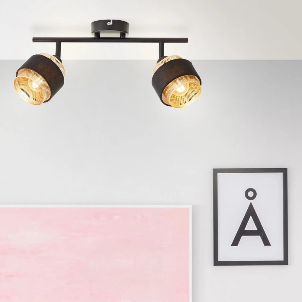 2-light ceiling lamp Grove black with gold Brilliant 4004353424113