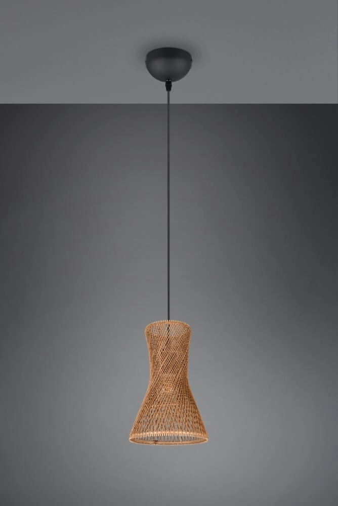 Design pendant lamp Bijou black with rattan Ø20cm Trio 4017807637304