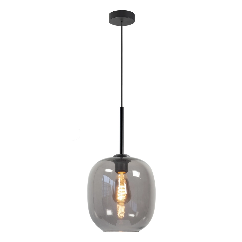 Pendant lamp Bellini black with smoke glass Ø 23cm