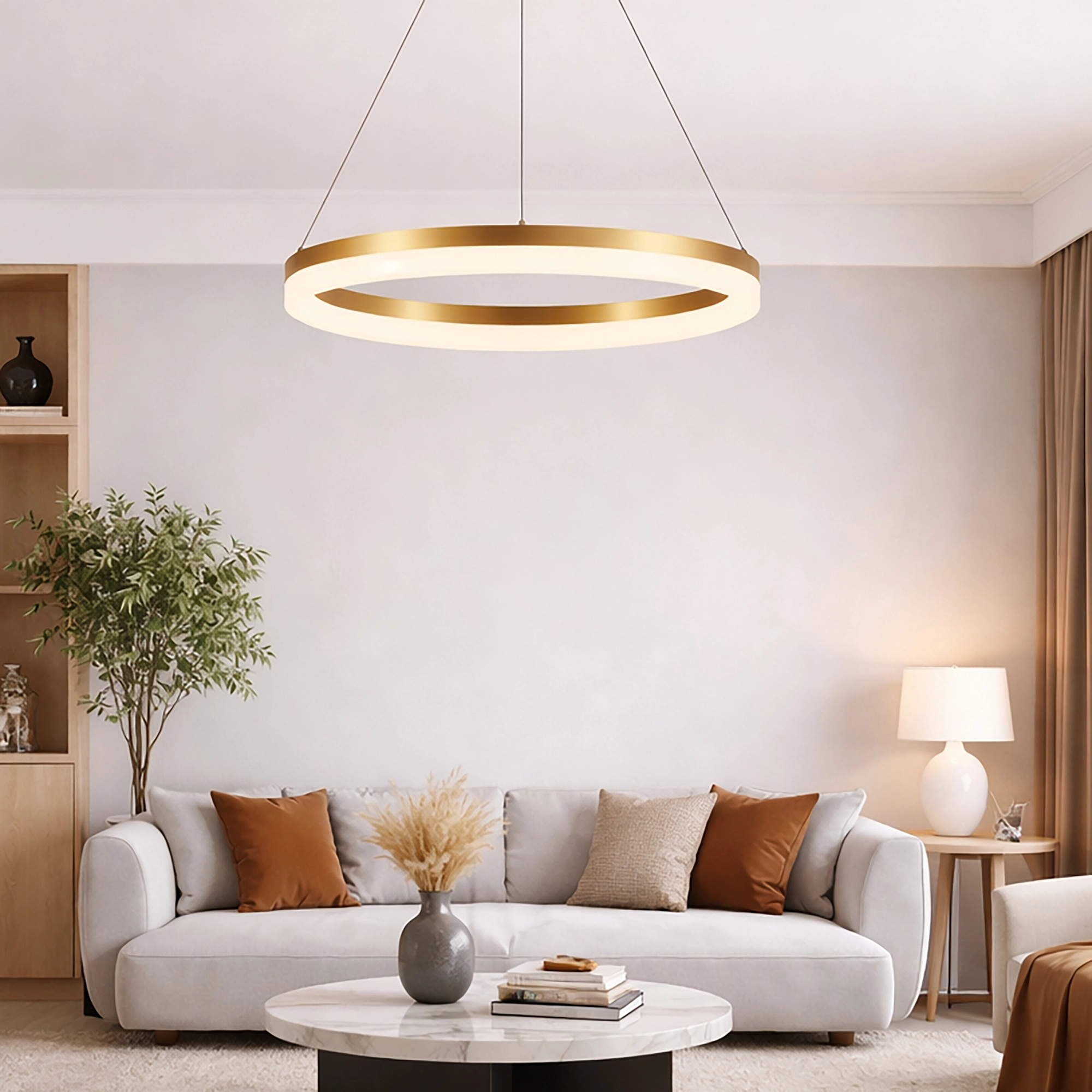 Sleek pendant lamp Ara Ø 60cm gold Lyora 5053423316086