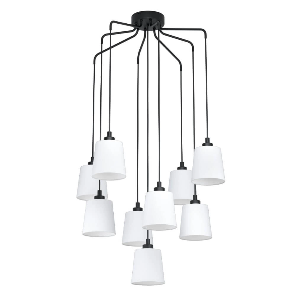 Black hanging lamp Bernabetta with white glass
