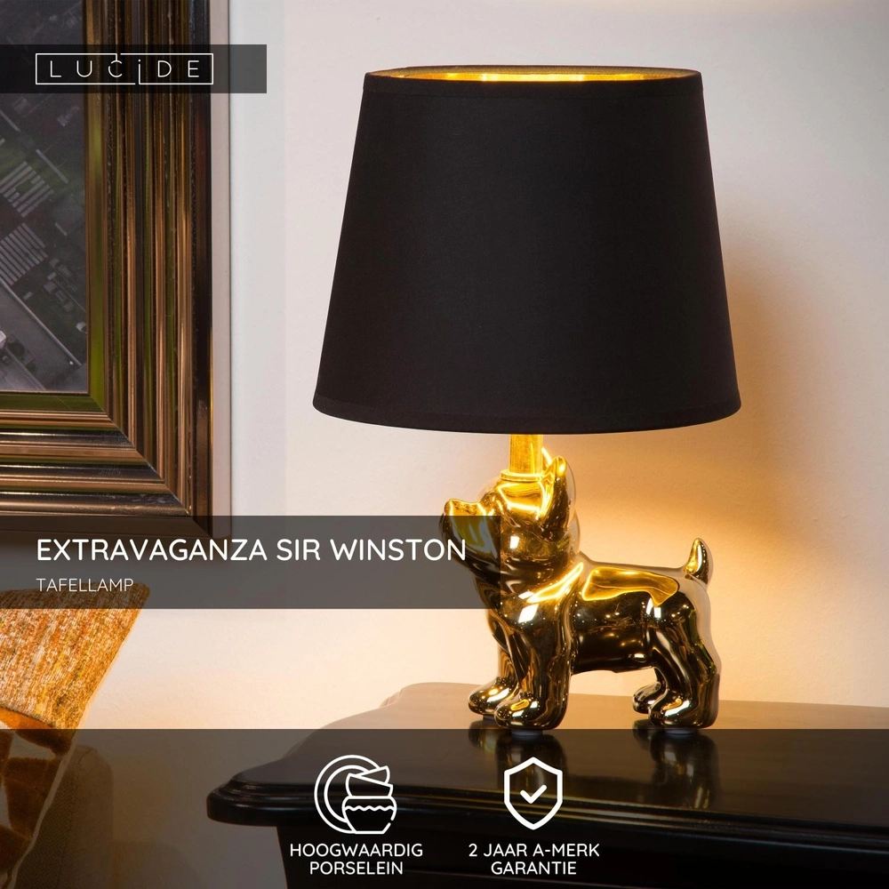 Table lamp Extravaganza Sir Winston dog gold with black Lucide 5411212134097