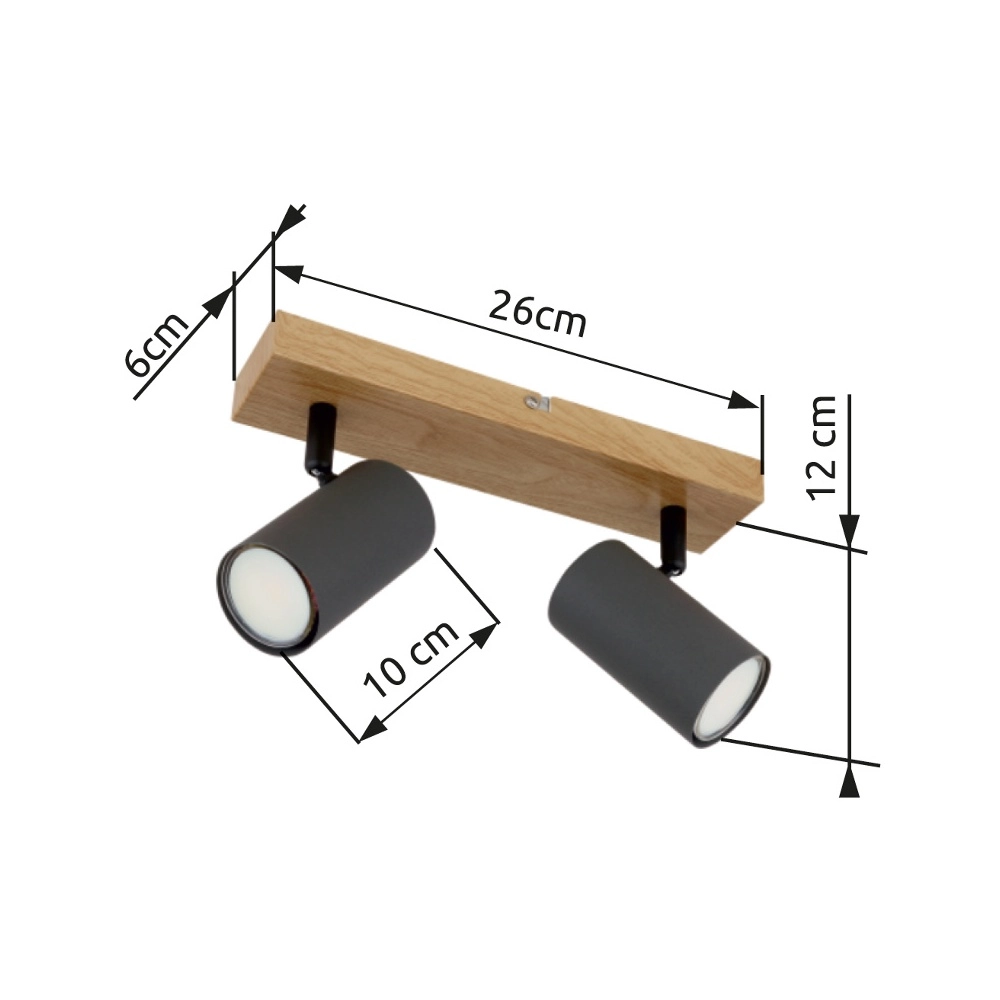 Ceiling lamp 2-lights Robby wood Globo 9007371430529