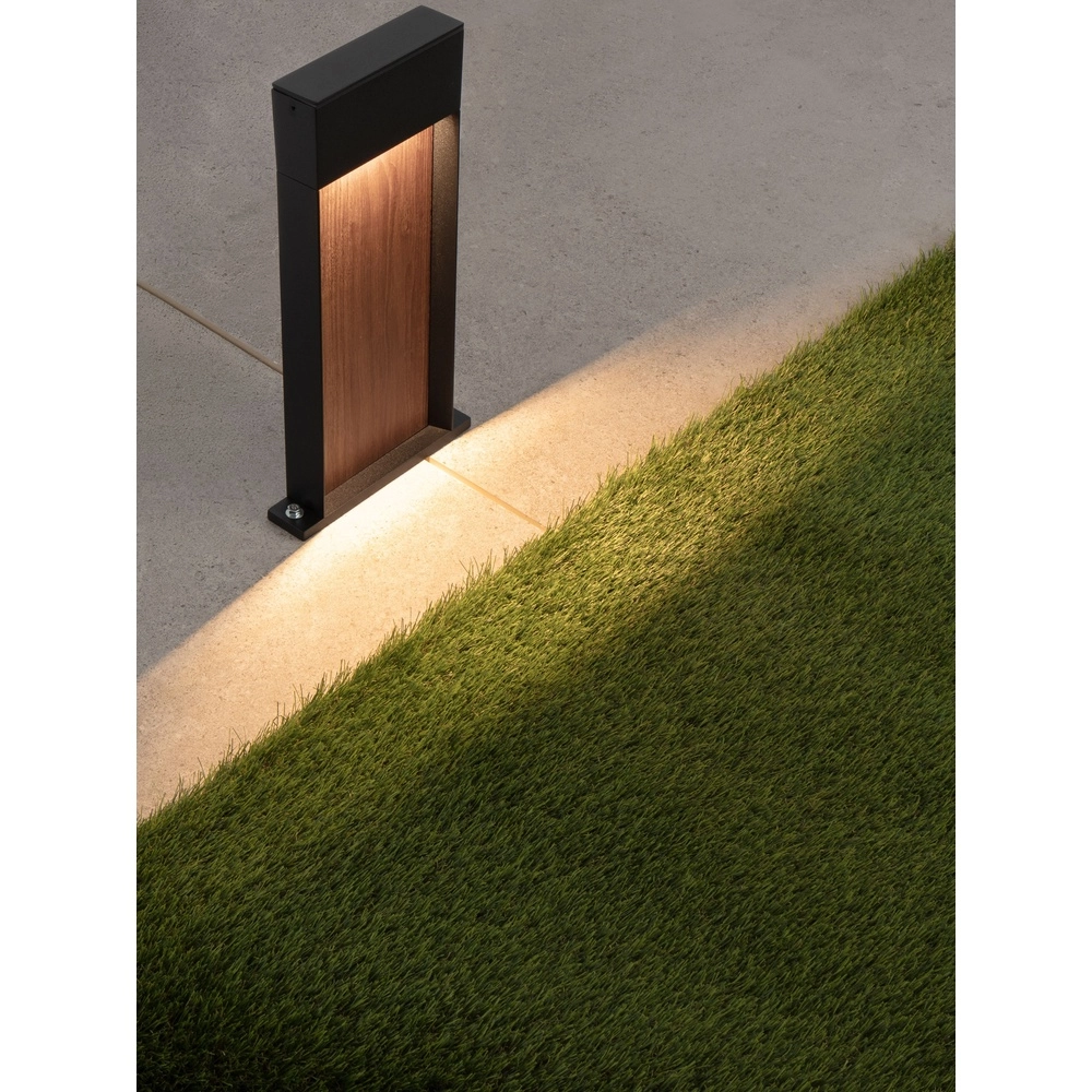 Design garden lamp Noray black with wood 40cm - 2700K
