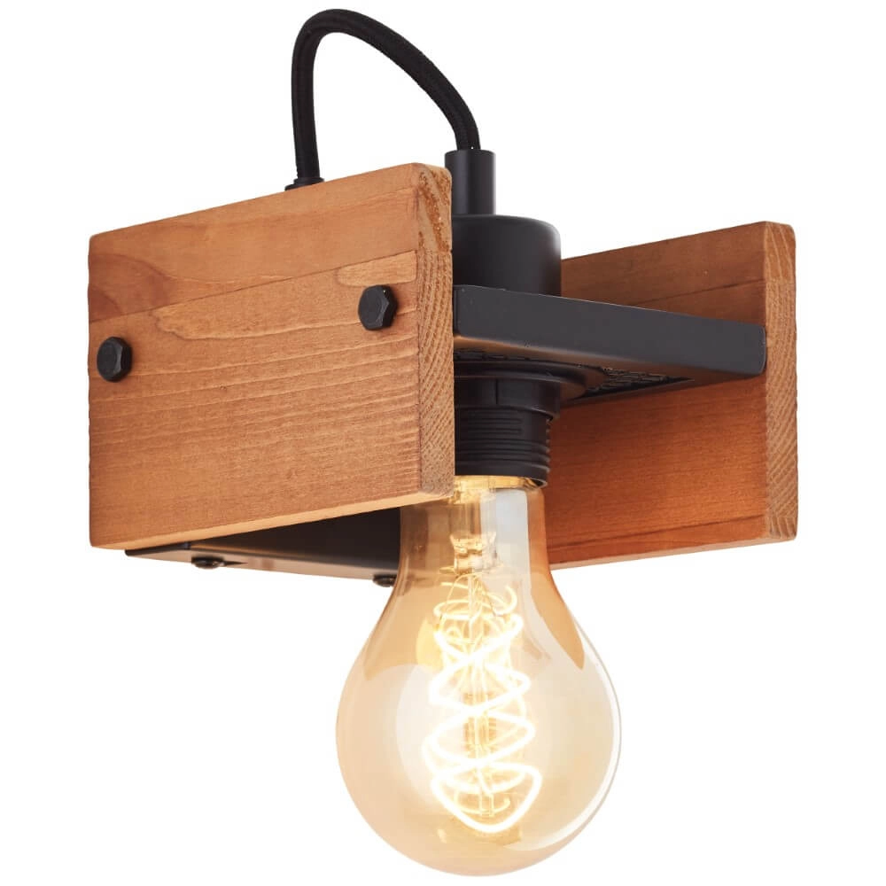 Ceiling lamp Calandra wood brown with black