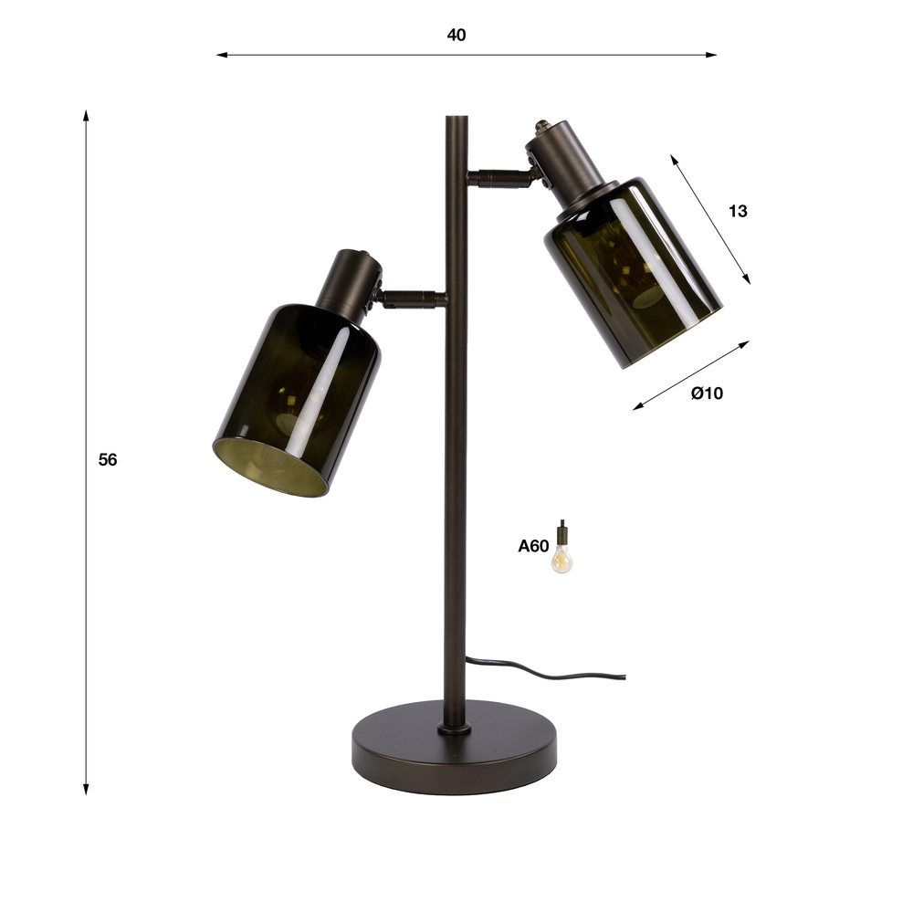 Tafellamp Sepiora sienna bruin 2-lichts Lyora 8716803515253