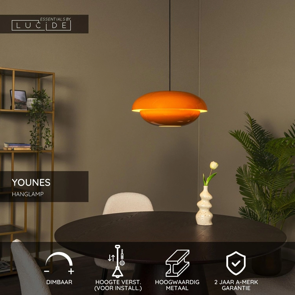 Pendant lamp Younes Ø 40cm orange Lucide 5411212650191