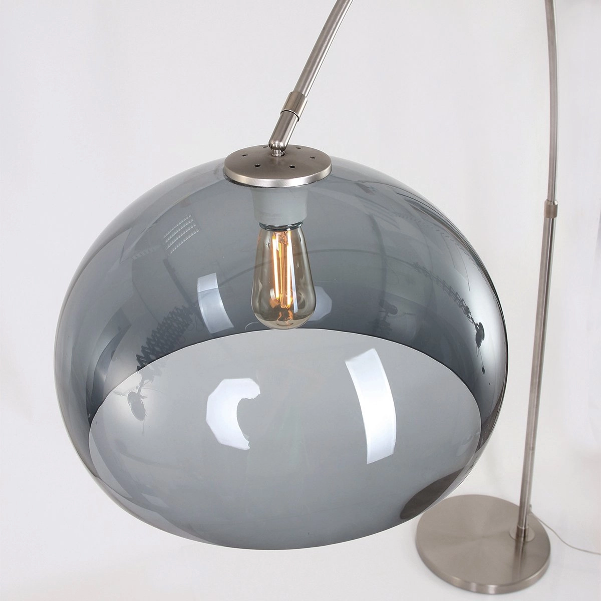 Arc lamp Gramineus steel with smoke glass Steinhauer 8712746116496