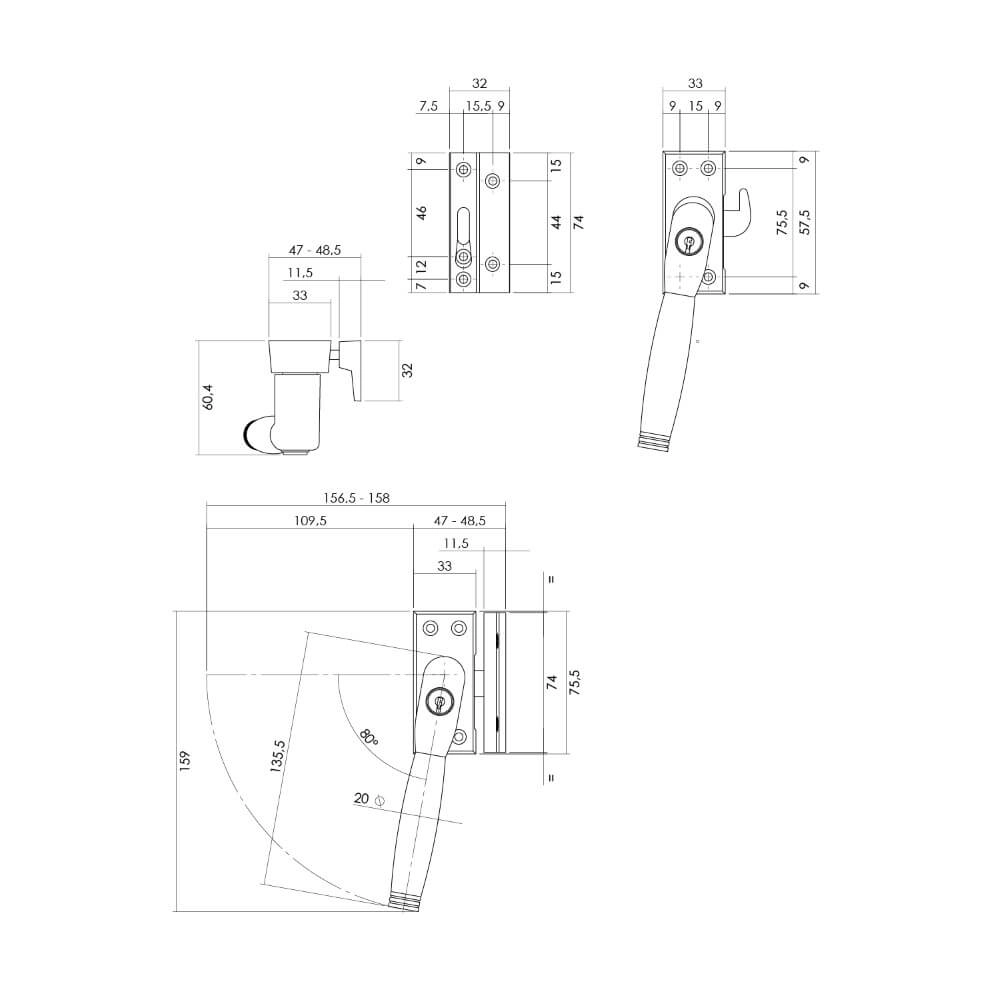 Window closure Ton 222 Lockable left nickel matt Intersteel 8714186130865