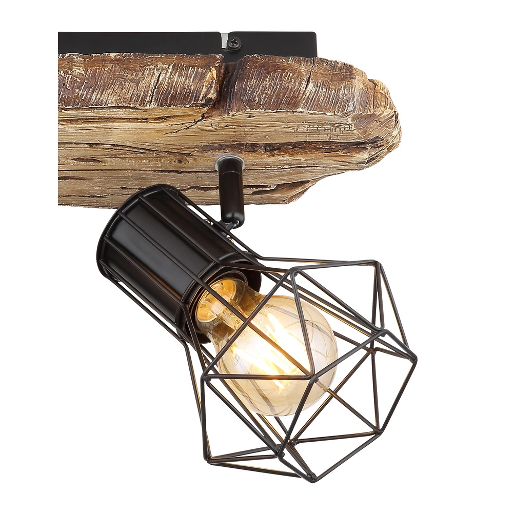 Ceiling lamp Priska 2-light black with wood Globo 9007371442362
