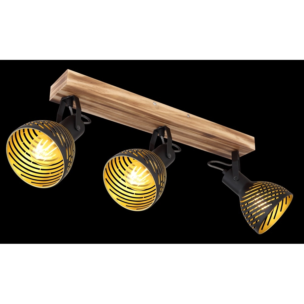 Ceiling lamp Lenna 3-light wood with black Globo 9007371425686