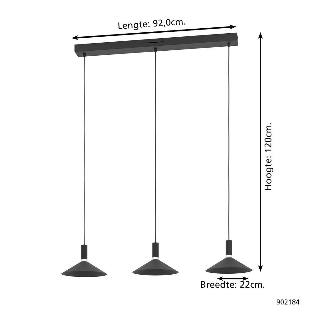 Pendant lamp Conomavilla-Z Smart Black 3-light Eglo 9008606360604