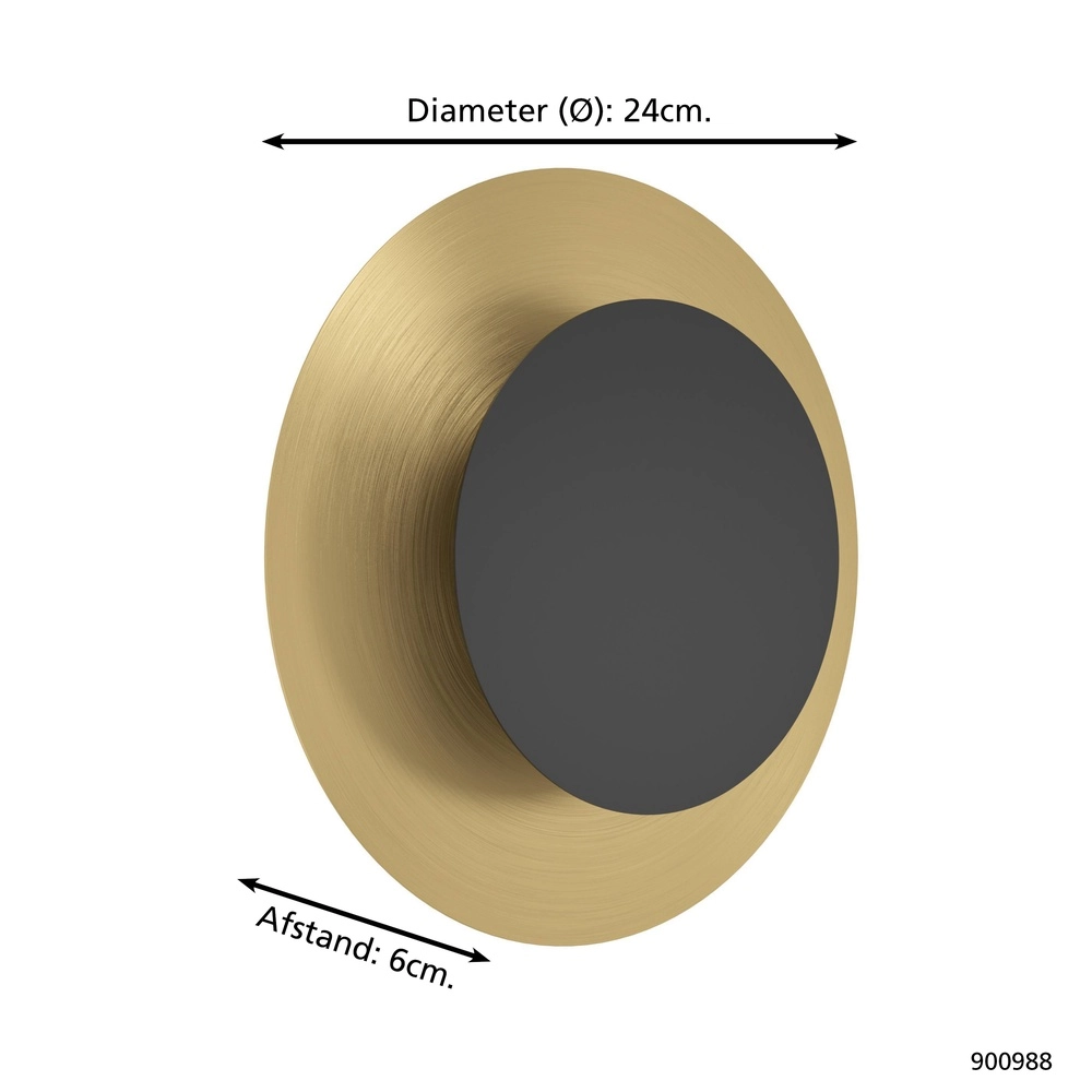 Wall lamp Tocina Ø 24cm - black with gold Eglo 9008606292646