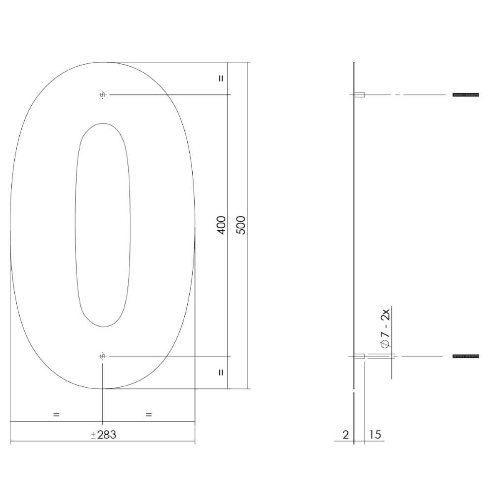 House number 0 XXL Numbra 50cm black Intersteel 8714186503379