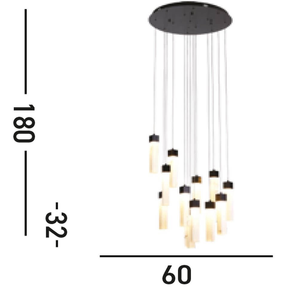 10-light vide pendant lamp Moonbeam black Searchlight 5053423273778