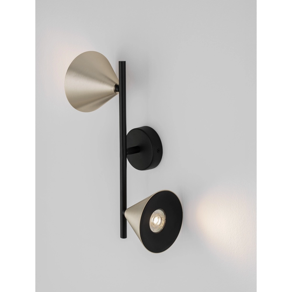 Wall lamp Conico Double Black with Gold
