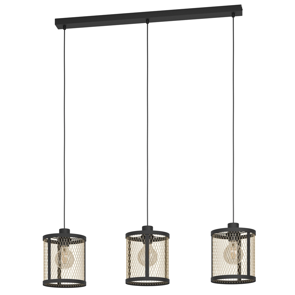 3L pendant light Dellow black with gold - Ø 18cm