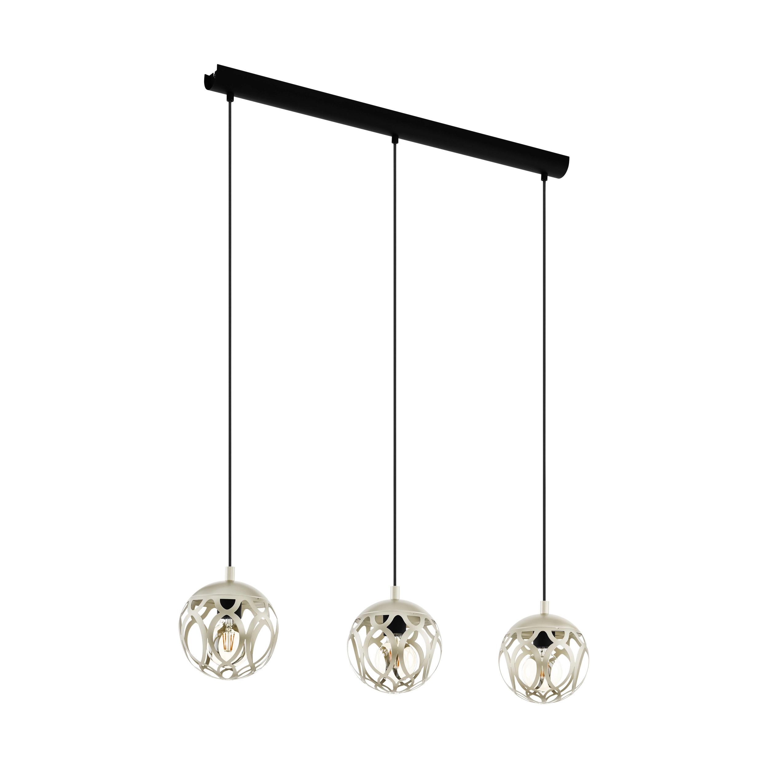 Pendant lamp Mirtazza 3-light black with cream