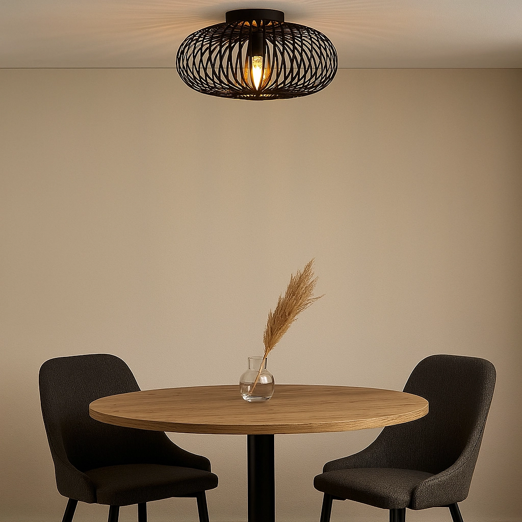 Black ceiling lamp Gabbia Round Ø 40cm Lyora 8716803509573