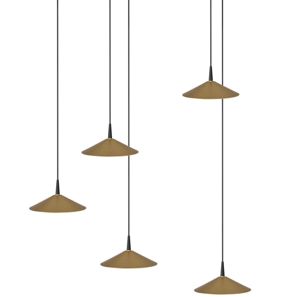 5-light pendant lamp Ceppo black with gold Ø 18cm round Masterlight 8718121358673