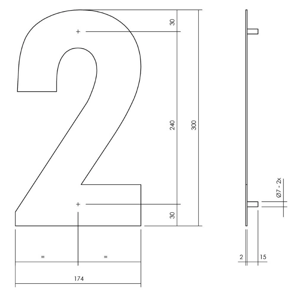 House number 2 XL Numbra 30cm black Intersteel 8714186503294
