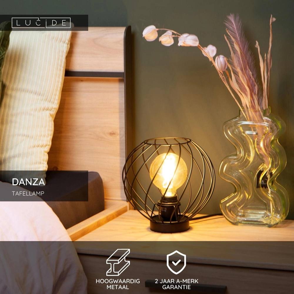 Table lamp Danza Ø 25cm black Lucide 5411212211590
