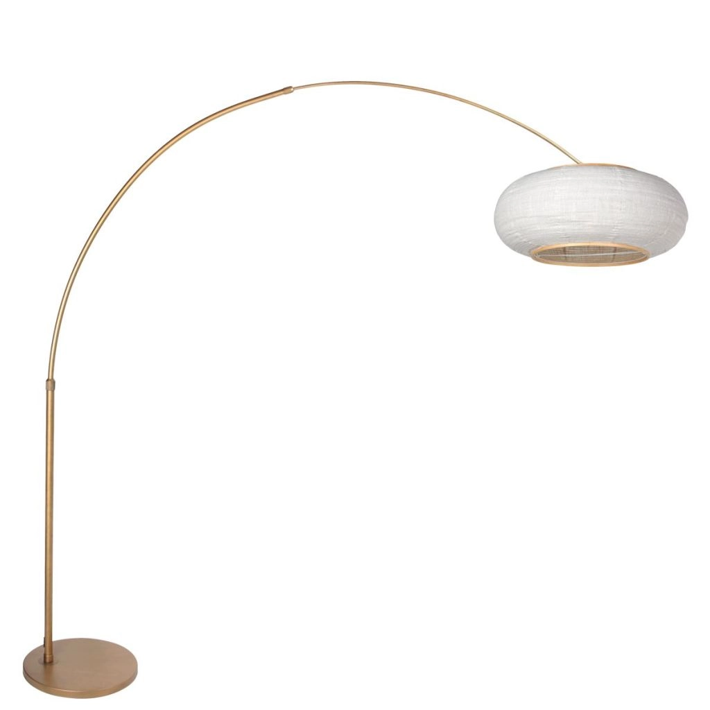 Bronze arc lamp Silva Alba with white shade Ø60cm