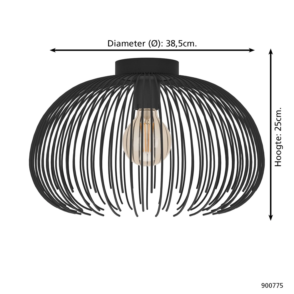 Black ceiling lamp Alhabia Ø 38,5cm - 1x E27 Eglo 9008606254071