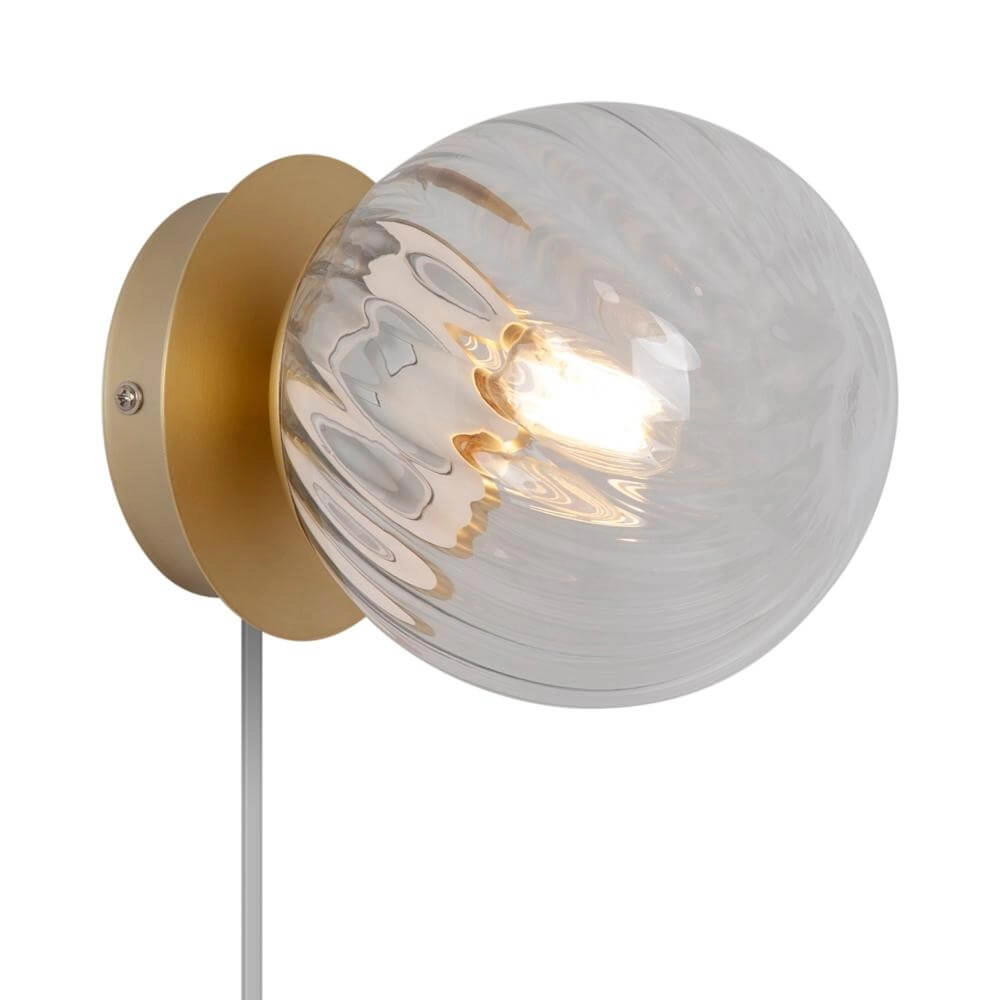 Glass wall lamp Chisell brass