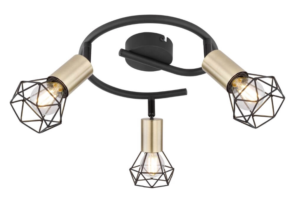 Ceiling lamp Xara I black with gold 3-lights Ø 23cm
