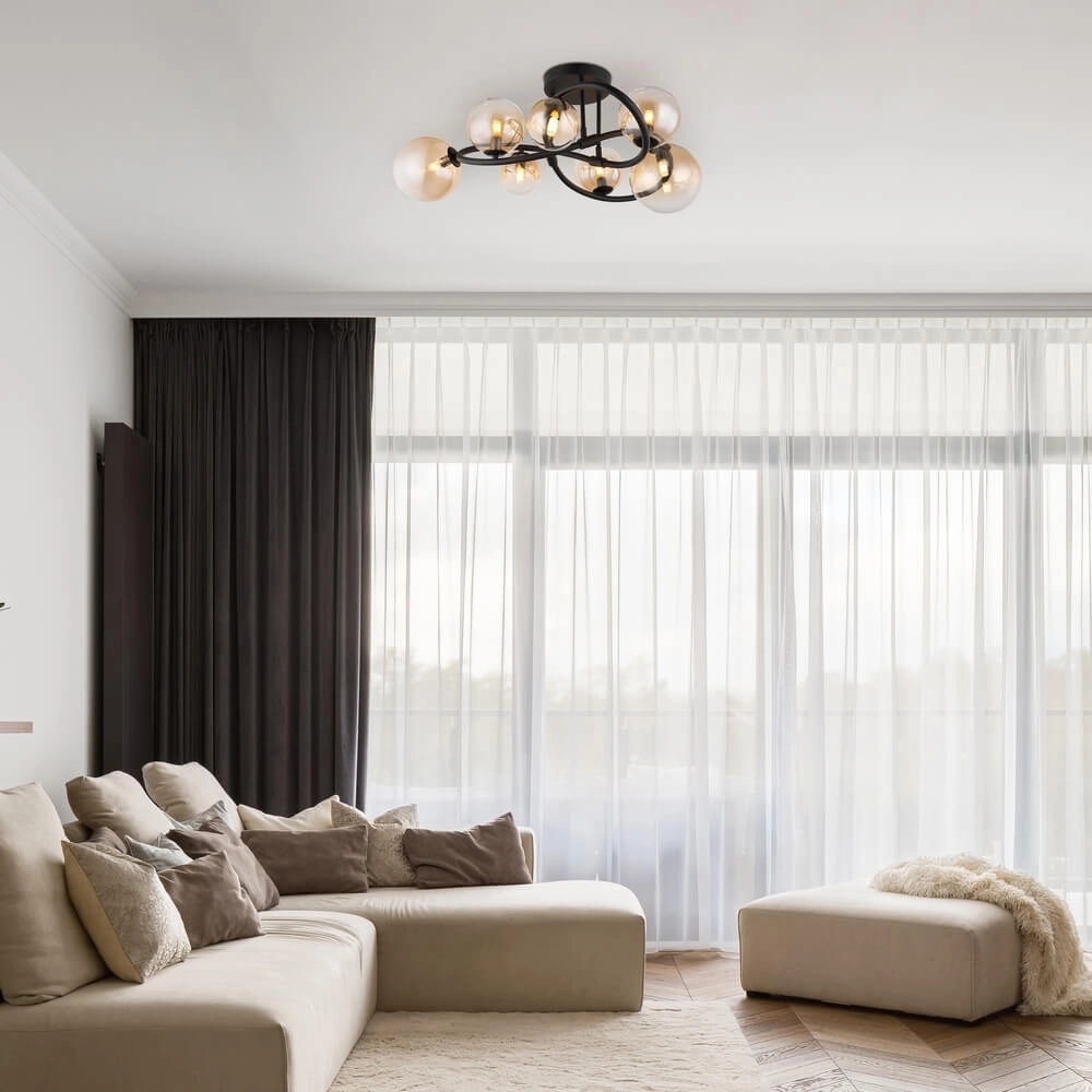 Black ceiling lamp Tuberius Design 7-light Globo 9007371446445