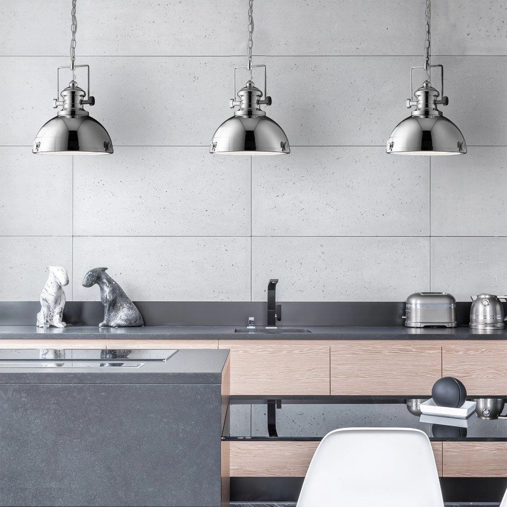 Chrome pendant lamp Industrial Pendants Ø 31cm Searchlight 5053423041322