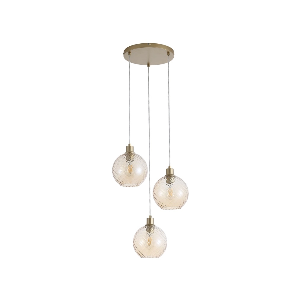 Pendant lamp Radiance 3-light gold Searchlight 5053423305837