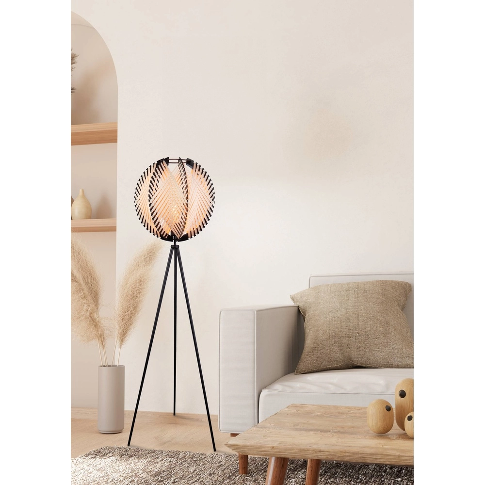Floor lamp Waverton black with cream textile Eglo 9002759440091