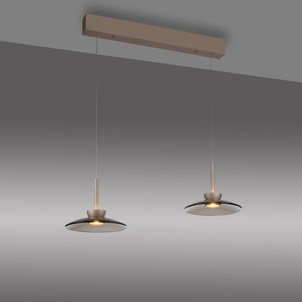 2L dining table pendant lamp Pure Moon Bronce with amber glass Paul Neuhaus 4012248392980