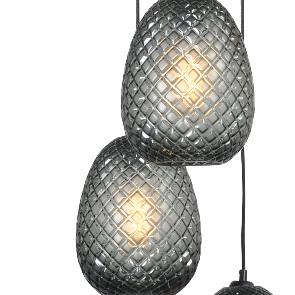 Black hanging lamp Pineapple 6-light with smoked glass Masterlight 8718121209920