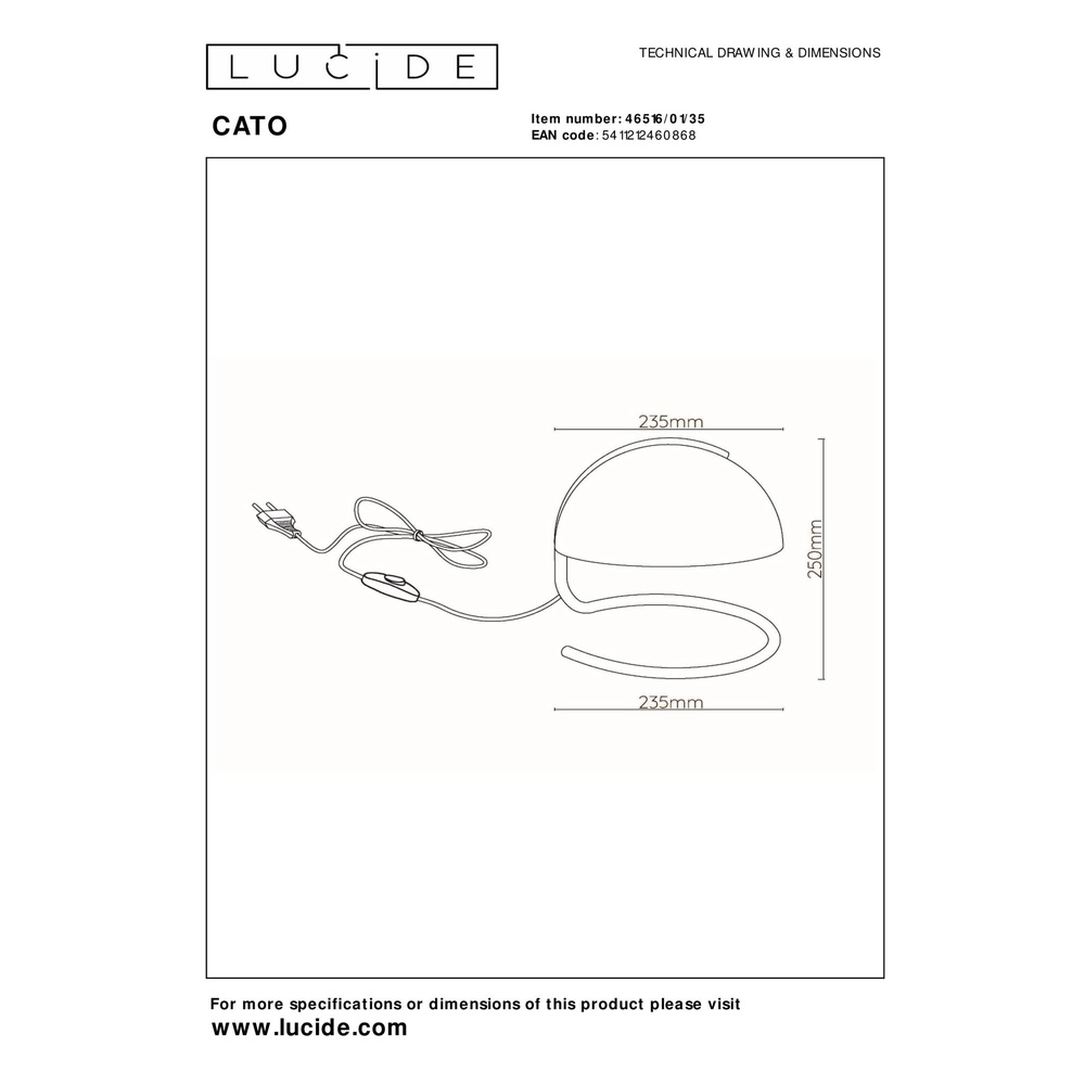 Classic table lamp Cato blue Lucide 5411212460868