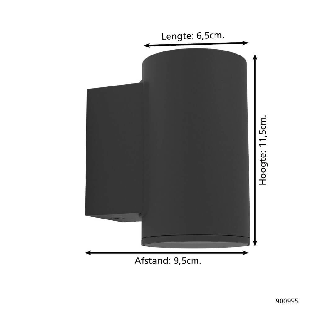 Surface-mounted wall spotlight Izzalini black down Eglo 9008606298204