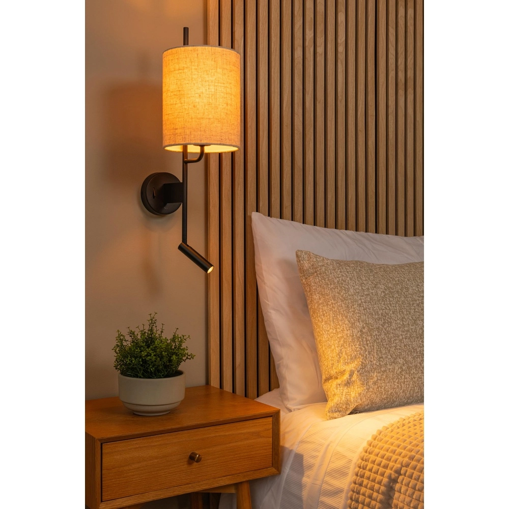 Wall lamp Magic with extra light and USB charging point Lucide 5411212680068