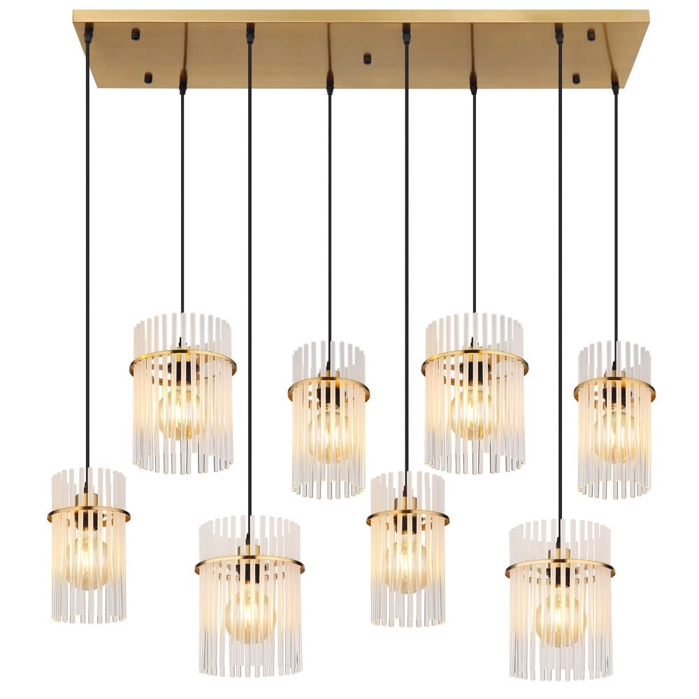 Golden pendant lamp Gorley with glass 8-lights Globo 9007371468959
